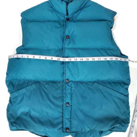Lands End Unisex Goose Down Puffer Vest Sleeveless Jacket Green Snap Front SZ M - Picture 3 of 10